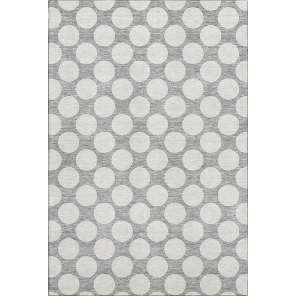 HomeRoots 10' Gray and Ivory Polka Dot Washable Area Rug – Durable, UV Protected, Ideal for Family Spaces! 673207