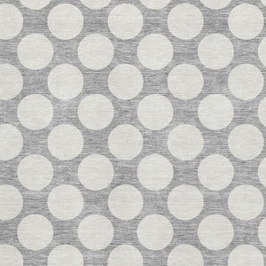 HomeRoots 10' Gray and Ivory Polka Dot Washable Area Rug – Durable, UV Protected, Ideal for Family Spaces! 673207
