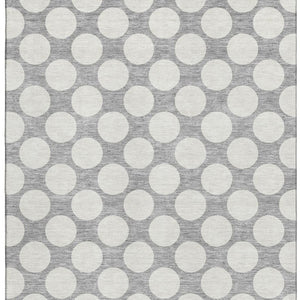 HomeRoots 10' Gray and Ivory Polka Dot Washable Area Rug – Durable, UV Protected, Ideal for Family Spaces! 673207