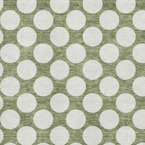 HomeRoots 5' X 8' Green And Ivory Polka Dot Washable Area Rug - Durable, Stylish, UV Protected for Any Space! 673209