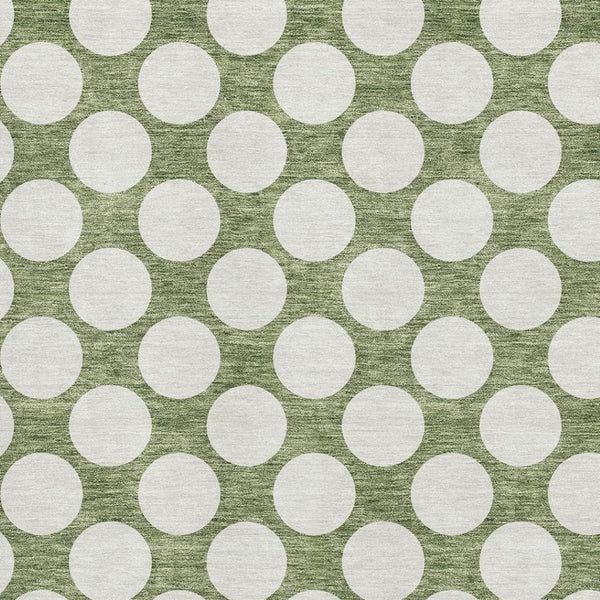 HomeRoots 5' X 8' Green And Ivory Polka Dot Washable Area Rug - Durable, Stylish, UV Protected for Any Space! 673209