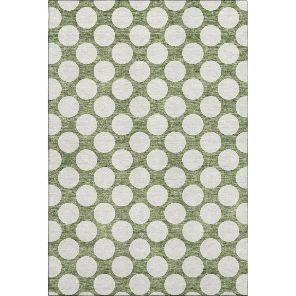 HomeRoots 9' X 12' Washable Green & Ivory Polka Dot Area Rug with UV Protection - Stylish, Durable & Easy Care! 673212