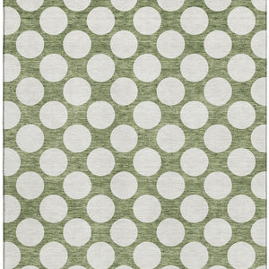 HomeRoots 9' X 12' Washable Green & Ivory Polka Dot Area Rug with UV Protection - Stylish, Durable & Easy Care! 673212