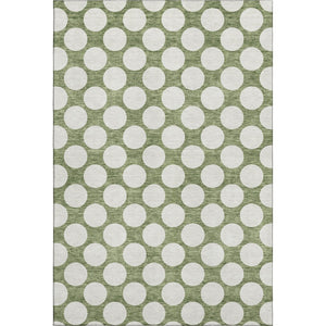 HomeRoots 10' Green and Ivory Polka Dot Area Rug – Washable, UV Protected, Stain Resistant for Family Spaces 673213