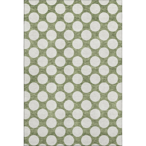 HomeRoots 10' Green and Ivory Polka Dot Area Rug – Washable, UV Protected, Stain Resistant for Family Spaces 673213
