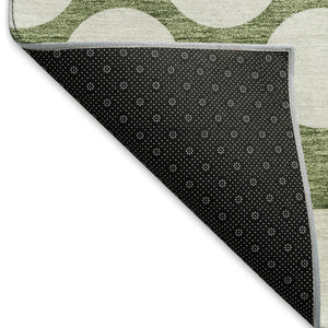 HomeRoots 10' Green and Ivory Polka Dot Area Rug – Washable, UV Protected, Stain Resistant for Family Spaces 673213
