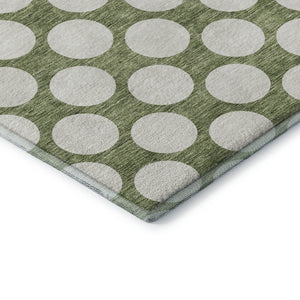 HomeRoots 10' Green and Ivory Polka Dot Area Rug – Washable, UV Protected, Stain Resistant for Family Spaces 673213