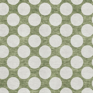 HomeRoots 10' Green and Ivory Polka Dot Area Rug – Washable, UV Protected, Stain Resistant for Family Spaces 673213