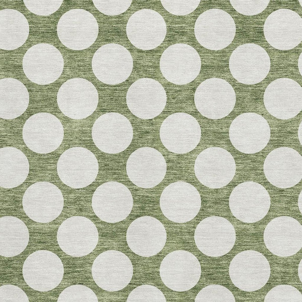 HomeRoots 10' Green and Ivory Polka Dot Area Rug – Washable, UV Protected, Stain Resistant for Family Spaces 673213