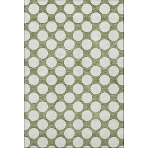 HomeRoots 10' Green and Ivory Polka Dot Area Rug – Washable, UV Protected, Stain Resistant for Family Spaces 673213
