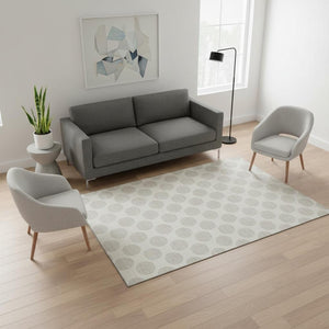 HomeRoots 5' X 8' Ivory and Beige Polka Dot Area Rug - Washable, Durable, UV Protected for Stylish Spaces 673215