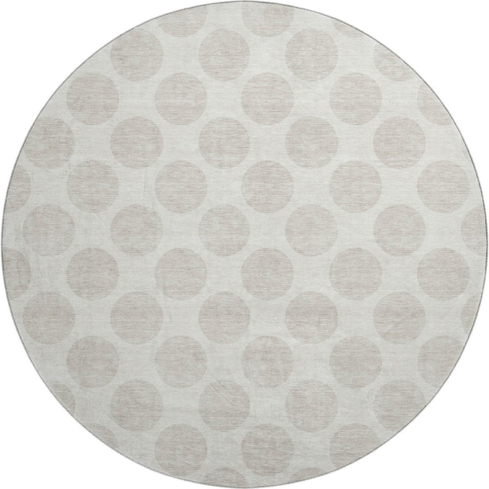 HomeRoots 8' Ivory and Beige Polka Dot Washable Round Rug - Durable, Stylish, and UV-Resistant Home Essential 673216