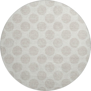 HomeRoots 8' Ivory and Beige Polka Dot Washable Round Rug - Durable, Stylish, and UV-Resistant Home Essential 673216