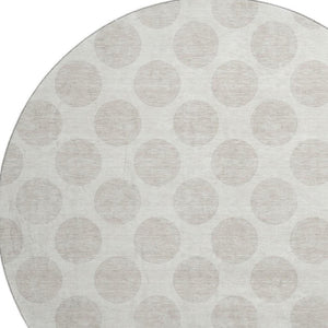 HomeRoots 8' Ivory and Beige Polka Dot Washable Round Rug - Durable, Stylish, and UV-Resistant Home Essential 673216