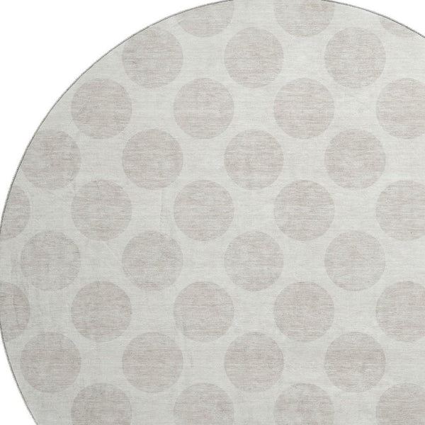 HomeRoots 8' Ivory and Beige Polka Dot Washable Round Rug - Durable, Stylish, and UV-Resistant Home Essential 673216