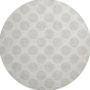 HomeRoots 8' Ivory and Beige Polka Dot Washable Round Rug - Durable, Stylish, and UV-Resistant Home Essential 673216