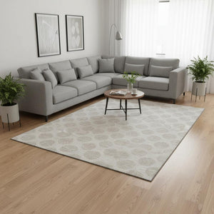 HomeRoots 9' X 12' Ivory Polka Dot Area Rug - Washable, UV Protected & Stain Resistant for Family Spaces 673218
