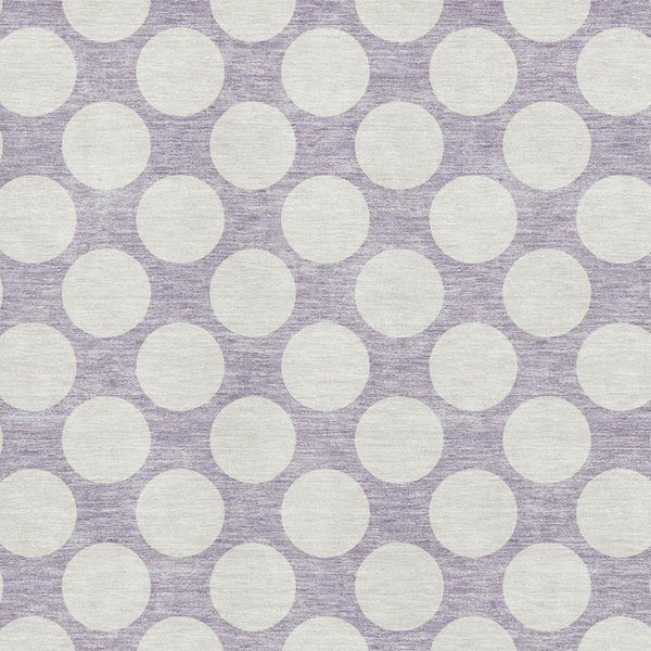 HomeRoots 5' X 8' Lavender Polka Dot Area Rug - Washable, UV Protected, Kid & Pet Friendly for Any Room! 673221