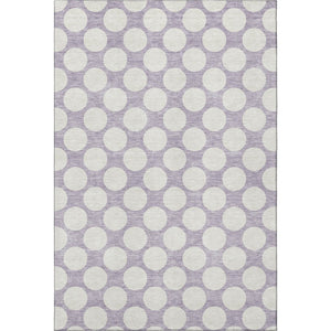 HomeRoots 5' X 8' Lavender Polka Dot Area Rug - Washable, UV Protected, Kid & Pet Friendly for Any Room! 673221