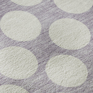 HomeRoots 8' Lavender Polka Dot Round Rug - Washable, UV-Protected, Durable, Perfect for Family Rooms & Patios 673222