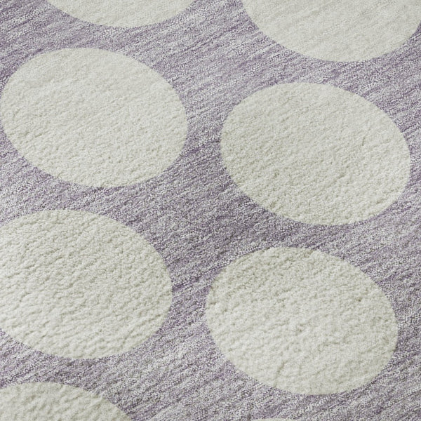 HomeRoots 8' Lavender Polka Dot Round Rug - Washable, UV-Protected, Durable, Perfect for Family Rooms & Patios 673222