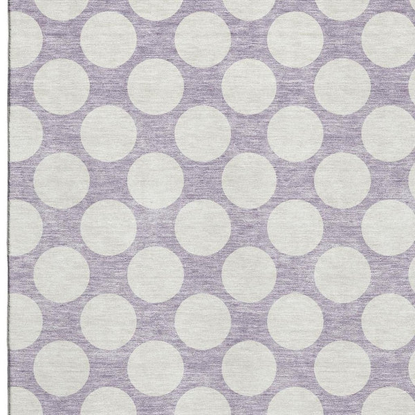 HomeRoots 8' X 10' Polka Dot Area Rug in Lavender & Ivory - Washable, UV-Protected, Perfect for Family Spaces! 673223