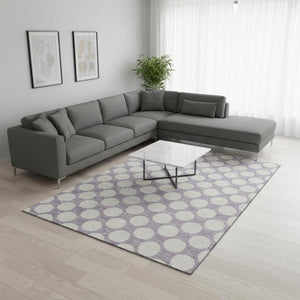 HomeRoots 9' X 12' Playful Lavender & Ivory Polka Dot Area Rug - Stain Resistant, UV Protected, Durable Design 673224