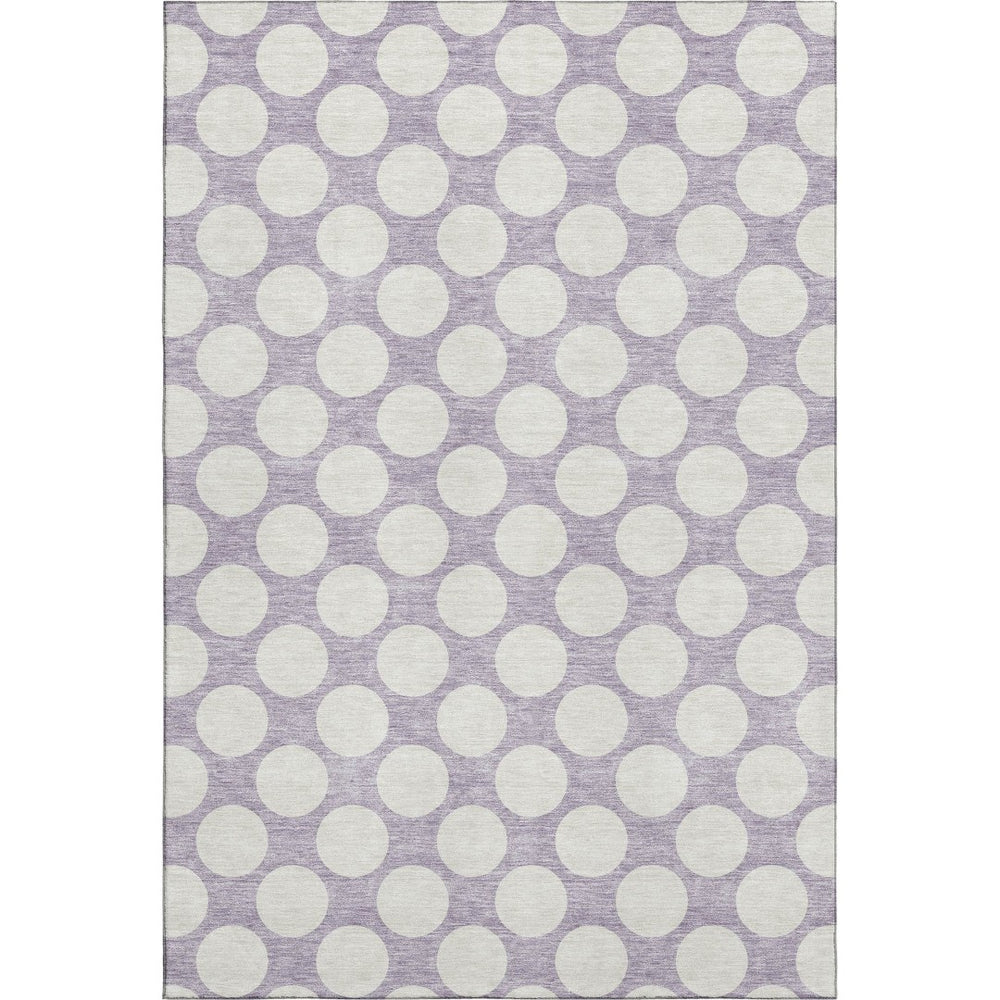 HomeRoots 9' X 12' Playful Lavender & Ivory Polka Dot Area Rug - Stain Resistant, UV Protected, Durable Design 673224