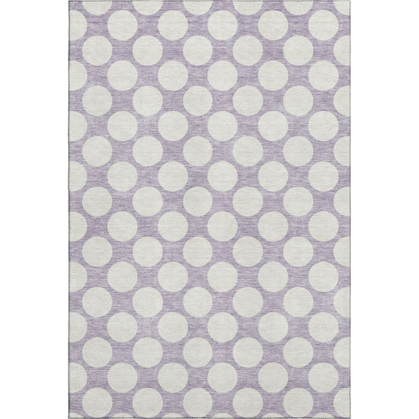 HomeRoots 9' X 12' Playful Lavender & Ivory Polka Dot Area Rug - Stain Resistant, UV Protected, Durable Design 673224