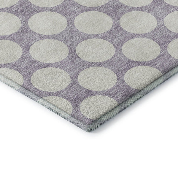HomeRoots 9' X 12' Playful Lavender & Ivory Polka Dot Area Rug - Stain Resistant, UV Protected, Durable Design 673224