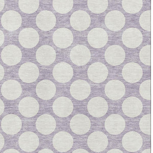HomeRoots 9' X 12' Playful Lavender & Ivory Polka Dot Area Rug - Stain Resistant, UV Protected, Durable Design 673224