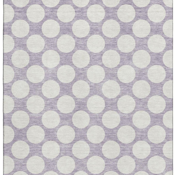 HomeRoots 9' X 12' Playful Lavender & Ivory Polka Dot Area Rug - Stain Resistant, UV Protected, Durable Design 673224