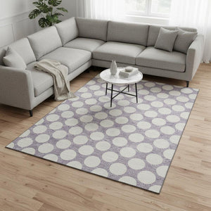 HomeRoots 10' X 14' Lavender Polka Dot Area Rug - Washable, UV-Protected, Kid & Pet-Friendly Design! 673225