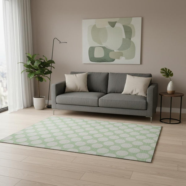 HomeRoots 5' X 8' Washable Mint Green Polka Dot Area Rug with UV Protection - Soft, Durable, Stylish Home Decor 673227