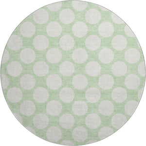 HomeRoots 8' Mint Green Polka Dot Washable Round Rug - UV Protected, Durable & Stylish for Any Room 673228
