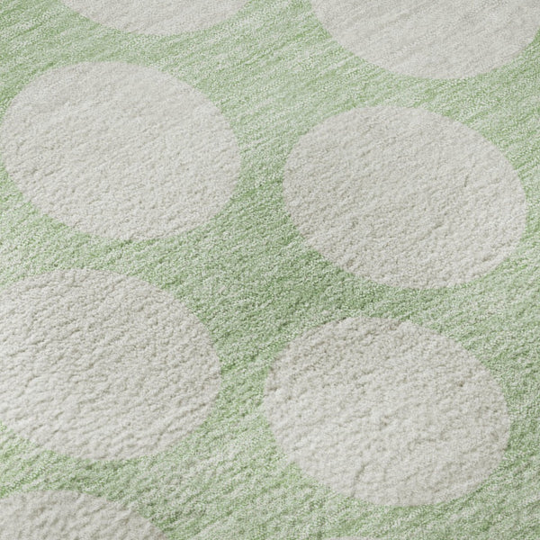 HomeRoots 8' Mint Green Polka Dot Washable Round Rug - UV Protected, Durable & Stylish for Any Room 673228