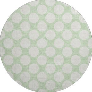 HomeRoots 8' Mint Green Polka Dot Washable Round Rug - UV Protected, Durable & Stylish for Any Room 673228
