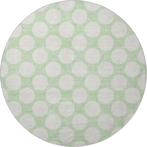 HomeRoots 8' Mint Green Polka Dot Washable Round Rug - UV Protected, Durable & Stylish for Any Room 673228