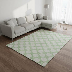 HomeRoots 8' X 10' Playful Mint Green & Ivory Polka Dot Area Rug - Washable, Stain-Resistant, UV Protected! 673229