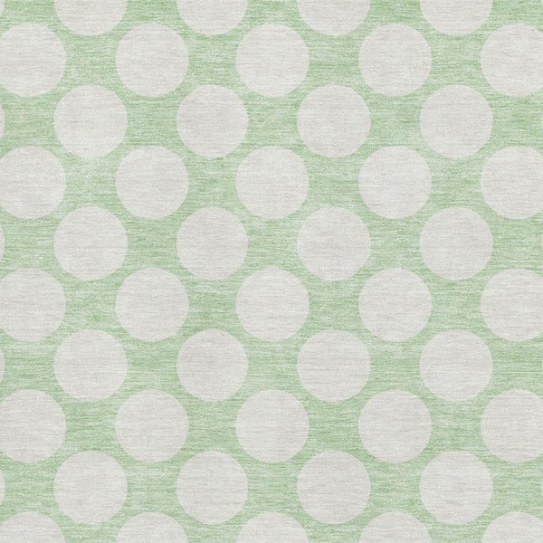 HomeRoots 8' X 10' Playful Mint Green & Ivory Polka Dot Area Rug - Washable, Stain-Resistant, UV Protected! 673229