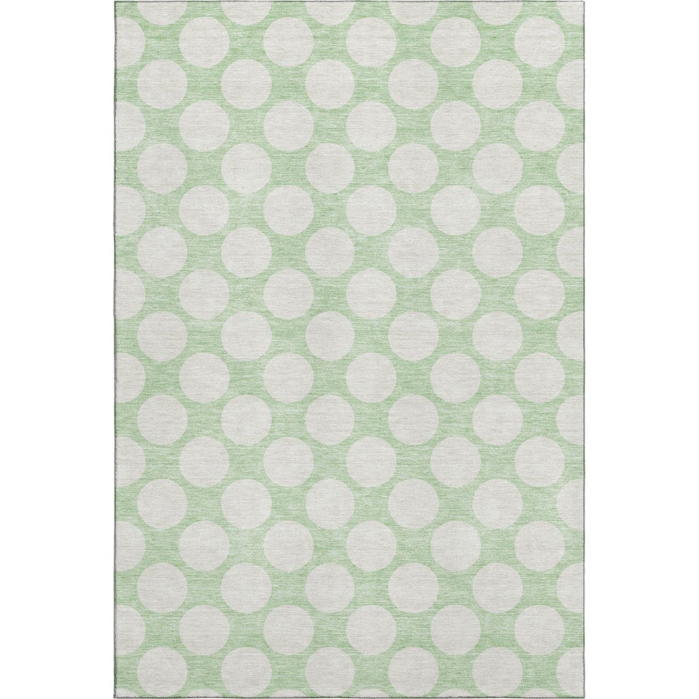 HomeRoots 9' X 12' Playful Mint Green & Ivory Polka Dot Area Rug – Washable, UV-Protected, and Stain Resistant! 673230