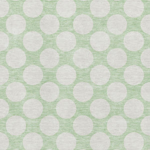 HomeRoots 9' X 12' Playful Mint Green & Ivory Polka Dot Area Rug – Washable, UV-Protected, and Stain Resistant! 673230