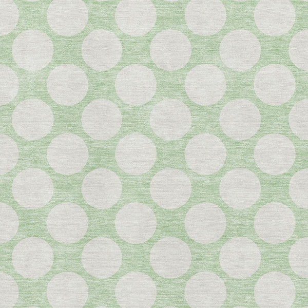 HomeRoots 9' X 12' Playful Mint Green & Ivory Polka Dot Area Rug – Washable, UV-Protected, and Stain Resistant! 673230