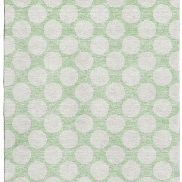 HomeRoots 10' X 14' Mint Green & Ivory Polka Dot Washable Area Rug – Durable, UV-Protected, Stylish & Fun! 673231