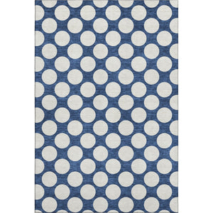 HomeRoots 8' X 10' Navy Blue & Ivory Polka Dot Area Rug – Washable, Stain-Resistant, UV-Protected & Stylish! 673235