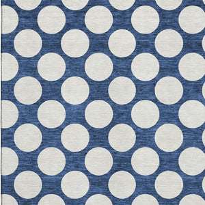 HomeRoots 8' X 10' Navy Blue & Ivory Polka Dot Area Rug – Washable, Stain-Resistant, UV-Protected & Stylish! 673235