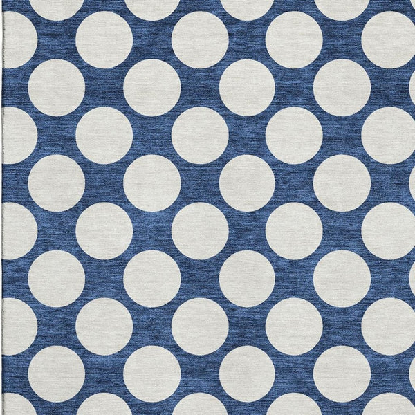 HomeRoots 8' X 10' Navy Blue & Ivory Polka Dot Area Rug – Washable, Stain-Resistant, UV-Protected & Stylish! 673235
