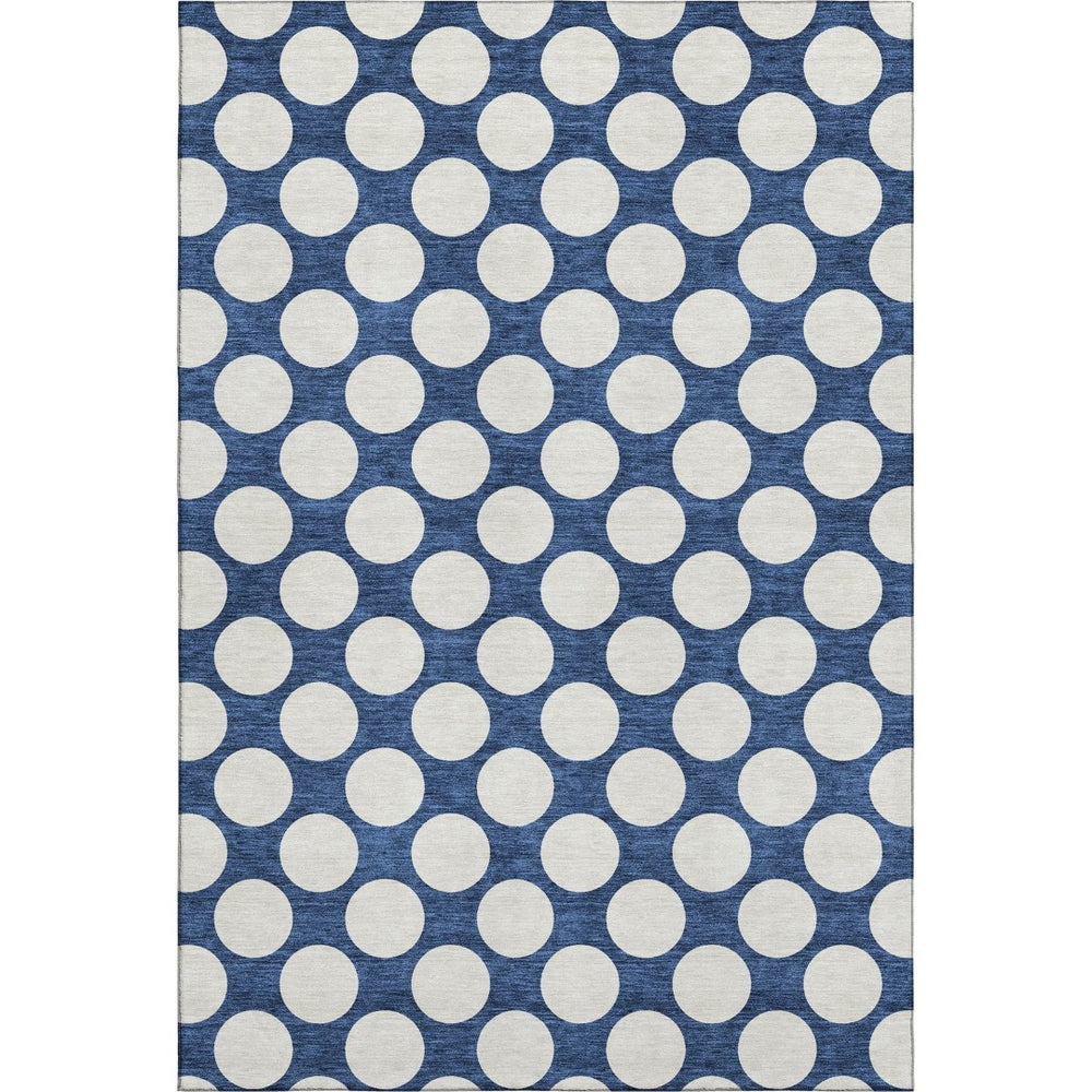 HomeRoots 9' X 12' Navy Blue Polka Dot Area Rug – Washable, UV-Protected, Durable & Stylish for Any Room 673236
