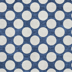 HomeRoots 9' X 12' Navy Blue Polka Dot Area Rug – Washable, UV-Protected, Durable & Stylish for Any Room 673236