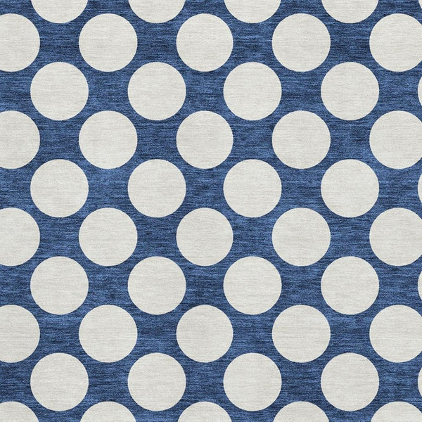 HomeRoots 9' X 12' Navy Blue Polka Dot Area Rug – Washable, UV-Protected, Durable & Stylish for Any Room 673236